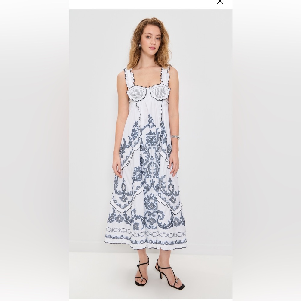 ALÉMAIS Hazel Smocked Embroidered Dress 2025- NEW